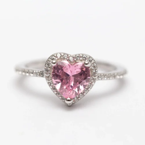 خاتم البنادورة فص بينك-Pandora ring rose heart