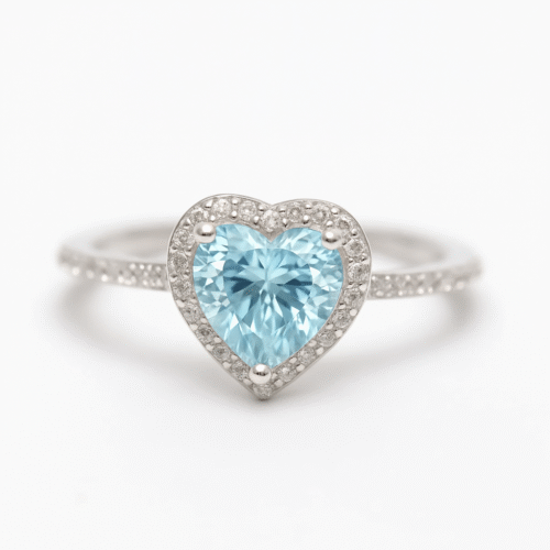 خاتم البنادورة فص بيبي بلو -Pandora ring Baby blue heart