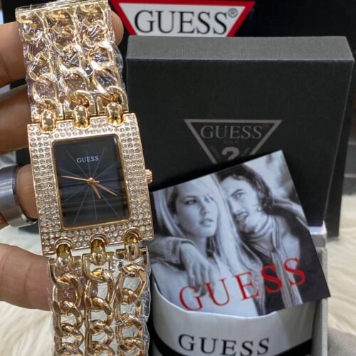 ساعةGUESS حريمي روز جولد*مينا أسود (فصوص)